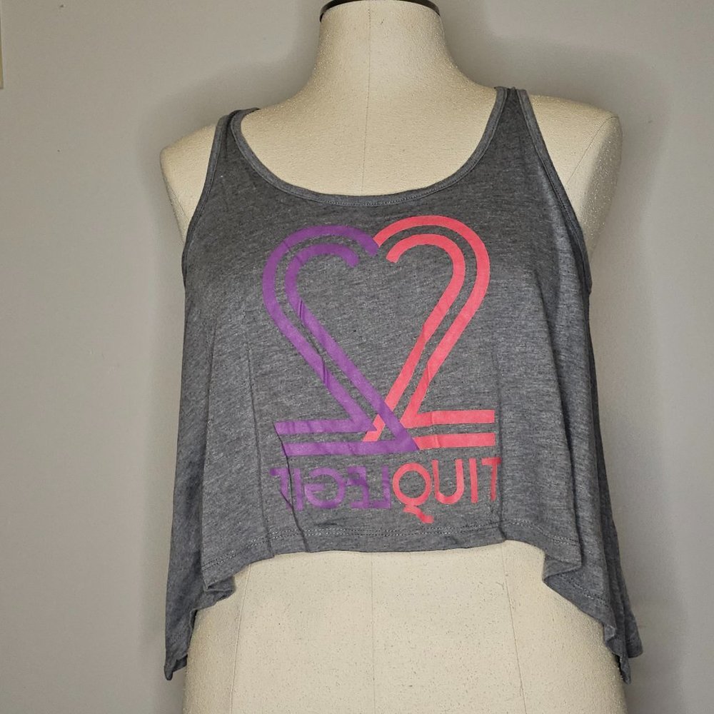 Graphic handkerchief hem tank top with back tie